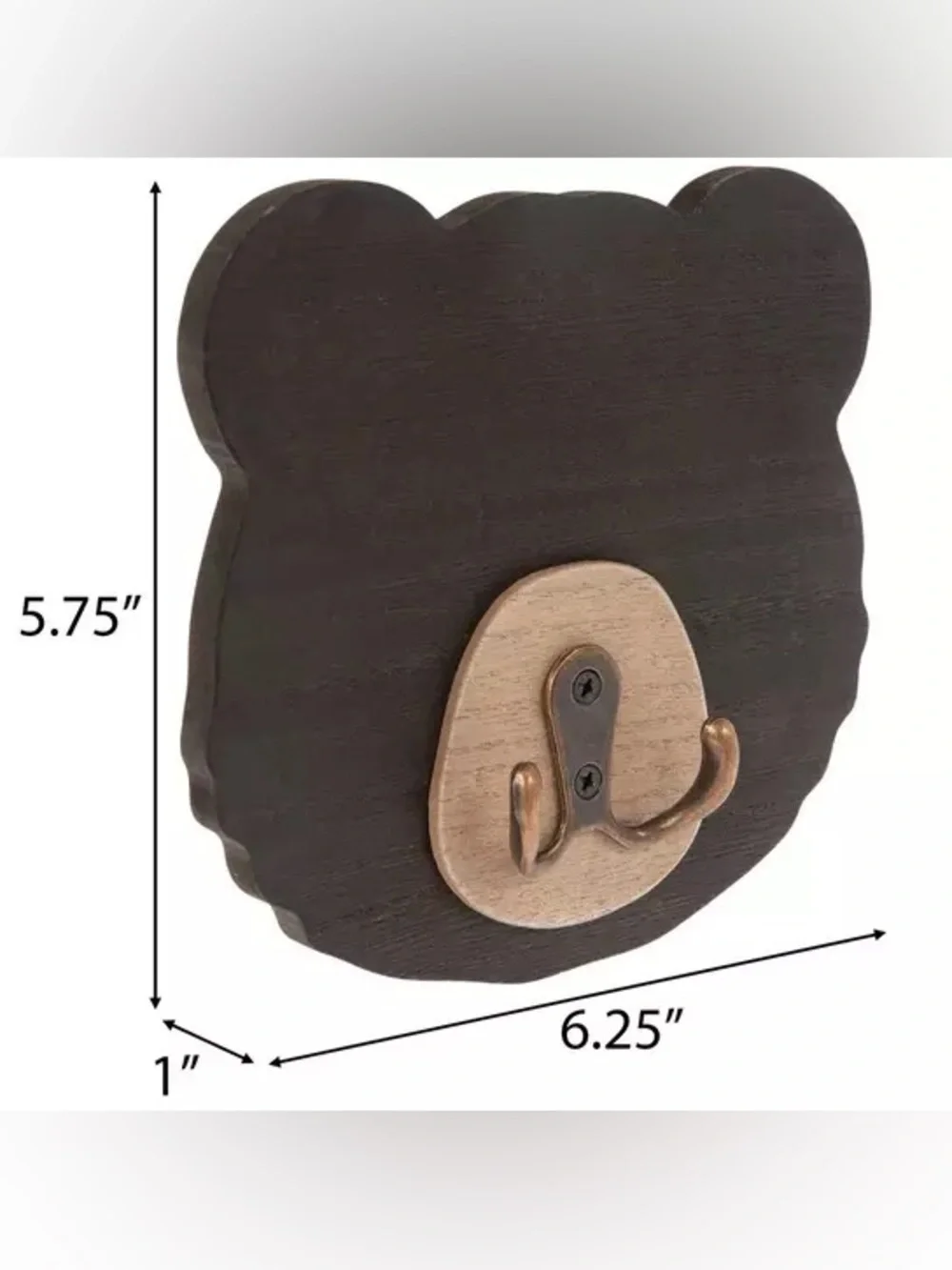 (2) Bear Face Double Wall Hook
